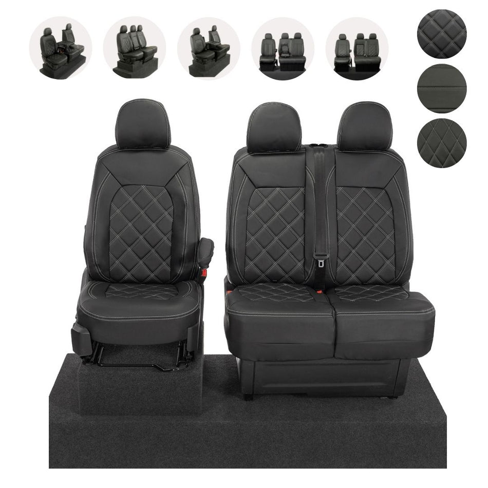 VW Crafter Tailored Leatherette Seat Covers - Black